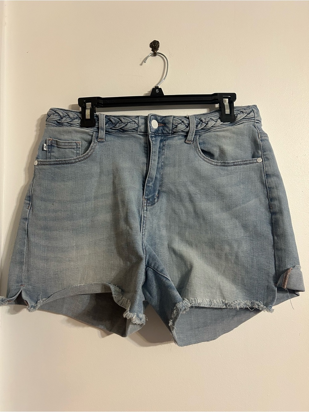 Judy Blue Light Blue Braided Waist Denim Shorts